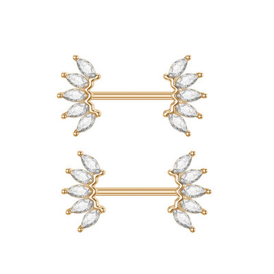 Miqiao 1 pereche 14G oțel inoxidabil zircon picurare ulei fluture inel pentru mamelon bijuterii cu diamante nou