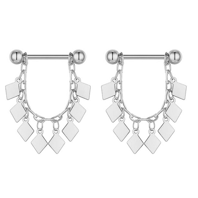 Miqiao 1 pereche 14G oțel inoxidabil zircon picurare ulei fluture inel pentru mamelon bijuterii cu diamante nou