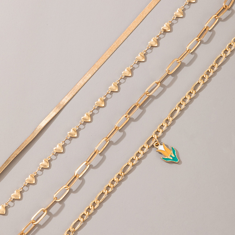 Tocona 4 kom/set Bohemian Heart Corn Anklets Charms Hollow Geometry Adjustabe Foot Chain Bohemian Jewelry for Women 16334