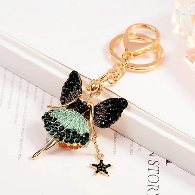 2022 la modă dansant balet breloc balerină pandantiv femei bijuterii stras breloc geanta mașină suport cheie dansator cadou