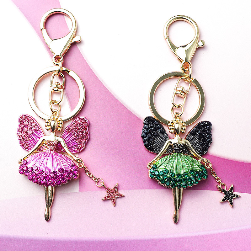 2022 la modă dansant balet breloc balerină pandantiv femei bijuterii stras breloc geanta mașină suport cheie dansator cadou