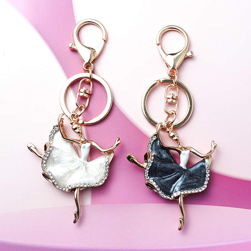 2022 la modă dansant balet breloc balerină pandantiv femei bijuterii stras breloc geanta mașină suport cheie dansator cadou