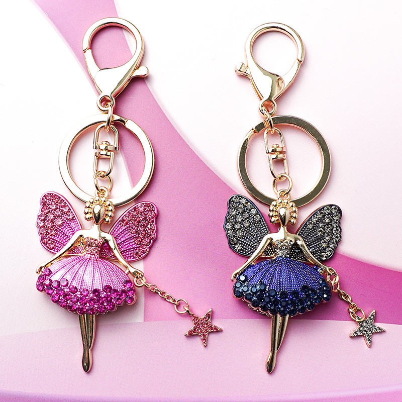 2022 la modă dansant balet breloc balerină pandantiv femei bijuterii stras breloc geanta mașină suport cheie dansator cadou