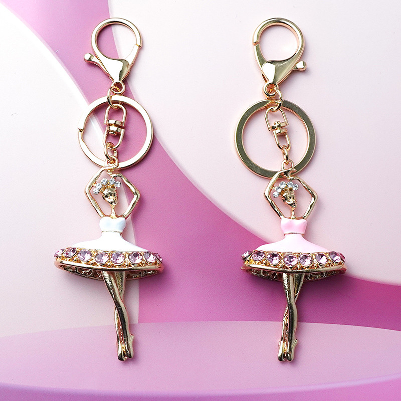 2022 la modă dansant balet breloc balerină pandantiv femei bijuterii stras breloc geanta mașină suport cheie dansator cadou