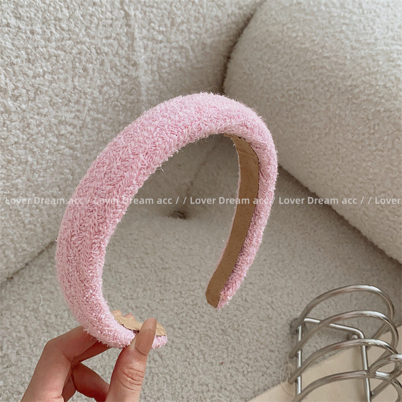 Moda coreeană roz carouri tricotat lână țesătură burete bentiță fetiță dulce accesorii pentru păr pentru femei