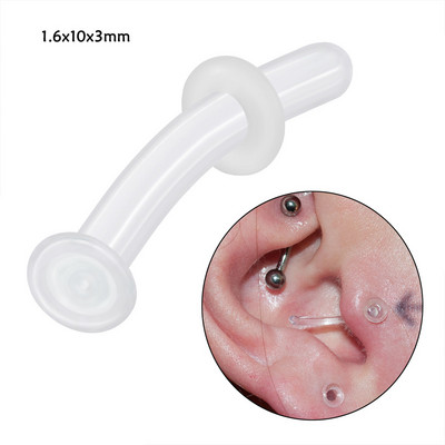 Miqiao 1 buc tijă curbată în formă de L inel invizibil pentru nas din sticlă transparentă pentru nas, unghii în formă de C, piercing pentru nas bijuterii