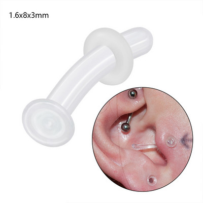 Miqiao 1 buc tijă curbată în formă de L inel invizibil pentru nas din sticlă transparentă pentru nas, unghii în formă de C, piercing pentru nas bijuterii