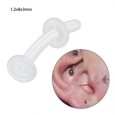 Miqiao 1 buc tijă curbată în formă de L inel invizibil pentru nas din sticlă transparentă pentru nas, unghii în formă de C, piercing pentru nas bijuterii