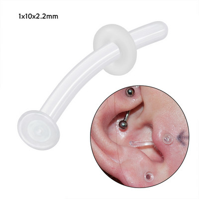 Miqiao 1 buc tijă curbată în formă de L inel invizibil pentru nas din sticlă transparentă pentru nas, unghii în formă de C, piercing pentru nas bijuterii