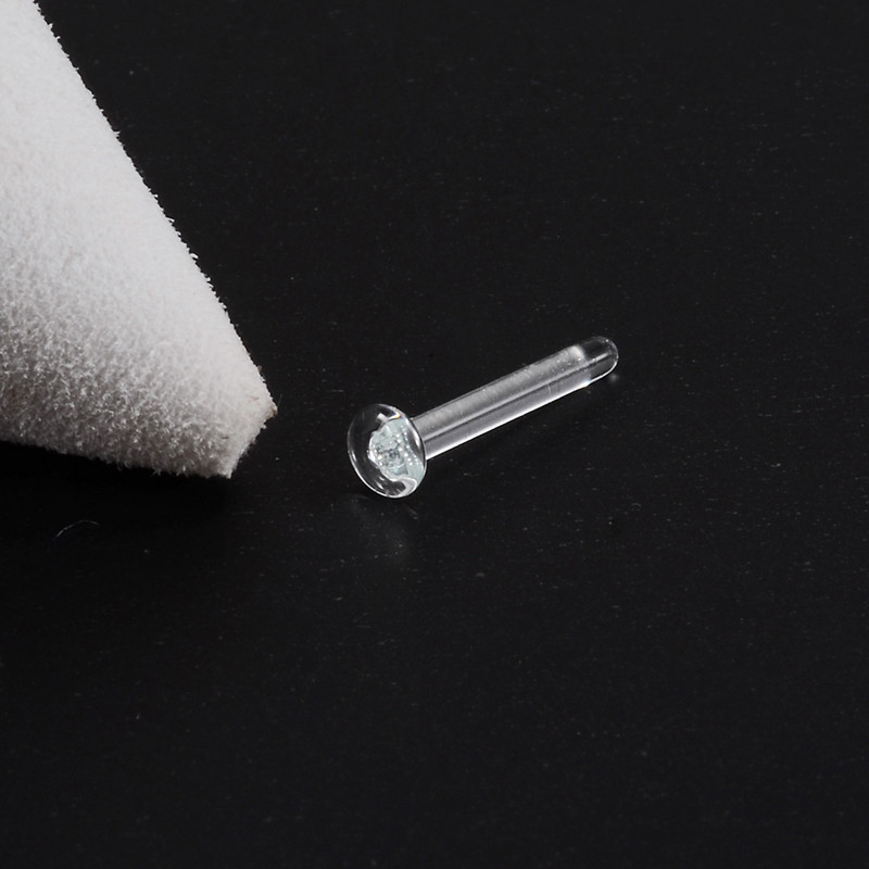 Miqiao 1 buc tijă curbată în formă de L inel invizibil pentru nas din sticlă transparentă pentru nas, unghii în formă de C, piercing pentru nas bijuterii