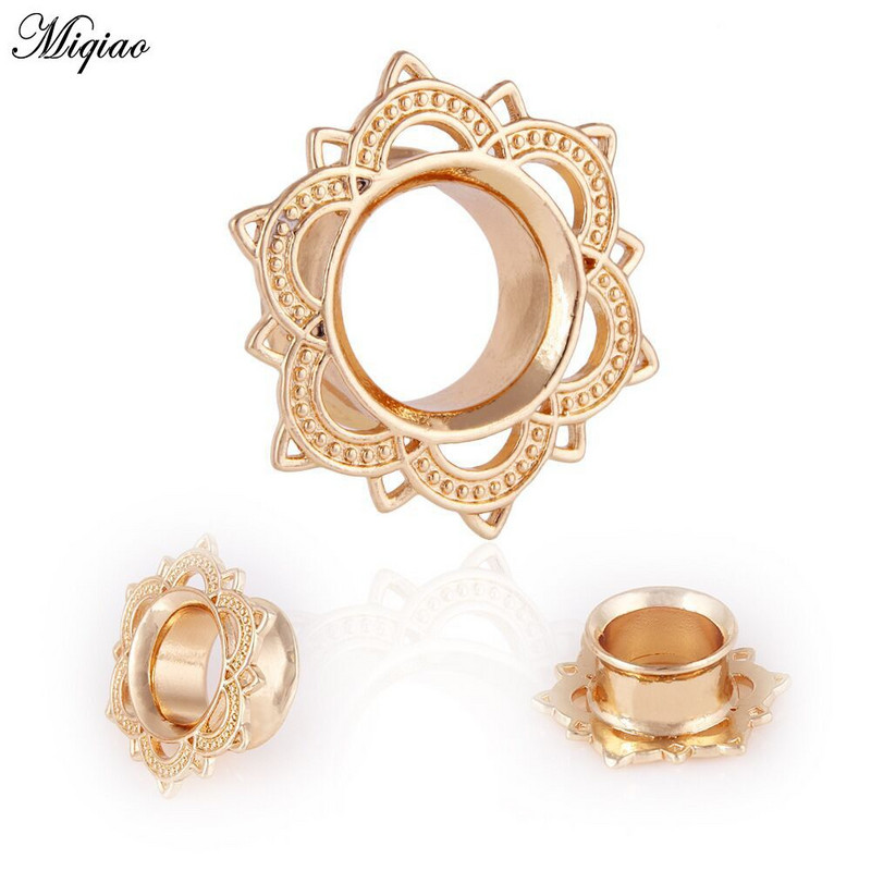 Miqiao 1PC čepići za uši zlatne boje Tuneli za dilatacije ušiju za bušenje Modni nakit za piercing za žene Muškarci 6-16 mm