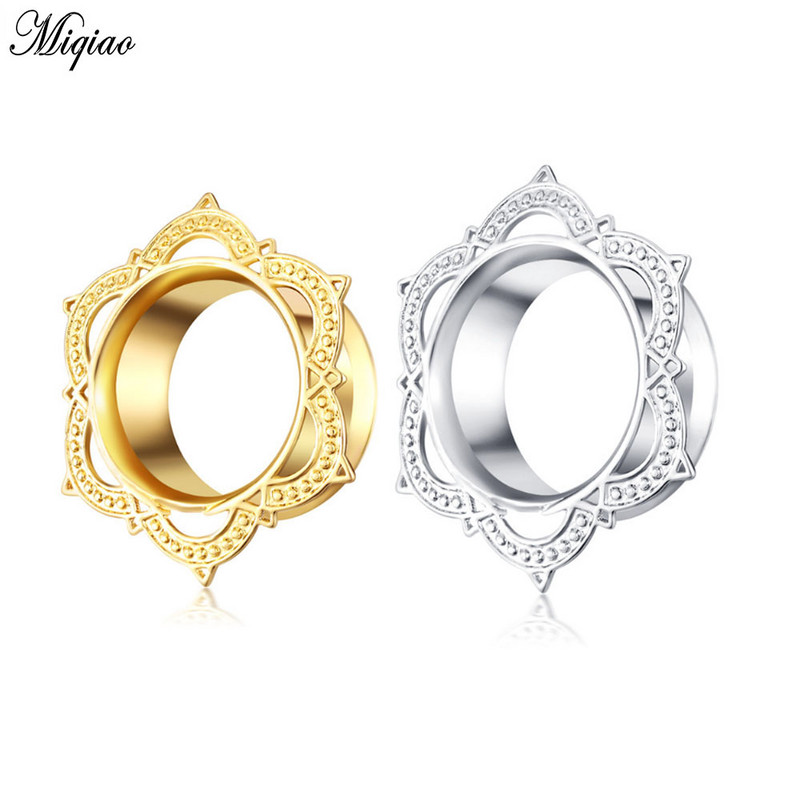 Miqiao 1PC čepići za uši zlatne boje Tuneli za dilatacije ušiju za bušenje Modni nakit za piercing za žene Muškarci 6-16 mm
