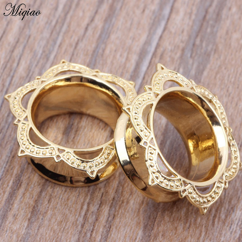 Miqiao 1PC čepići za uši zlatne boje Tuneli za dilatacije ušiju za bušenje Modni nakit za piercing za žene Muškarci 6-16 mm