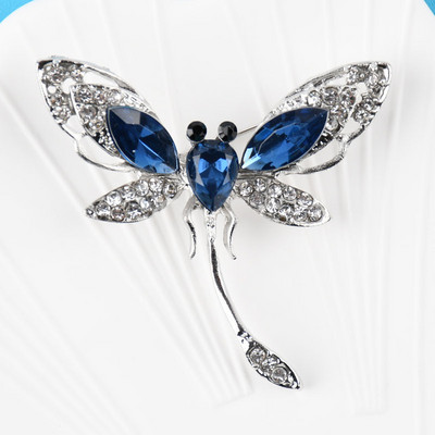 Novi ženski veliki broš s kukcima, igla, plavi kristalni stakleni broševi s vretencima, modni dodaci za kaput, slatki nakit