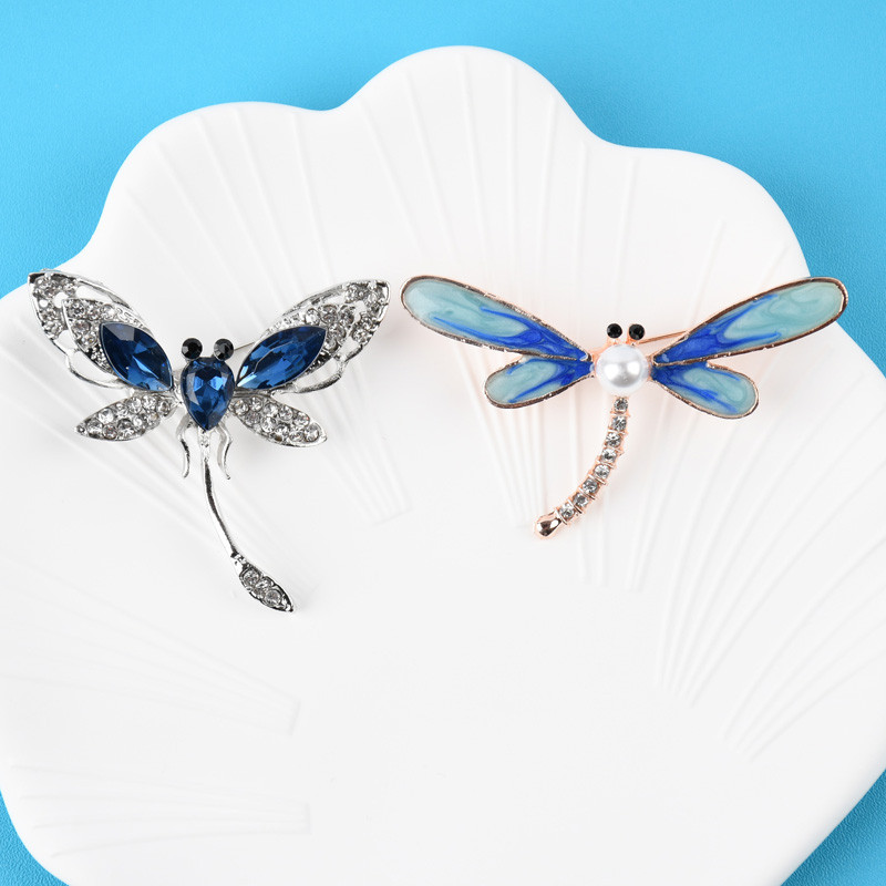 Novi ženski veliki broš s kukcima, igla, plavi kristalni stakleni broševi s vretencima, modni dodaci za kaput, slatki nakit