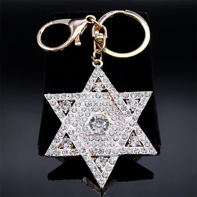 Breloc din cristal strălucitor de modă Breloc David Star Breloc din aliaj cu strass Breloc cu hexagramă Accesorii pentru geantă Bijuterii cadou