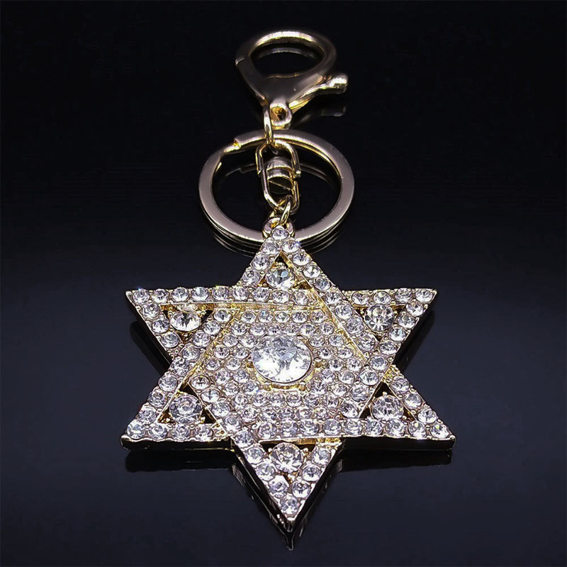 Breloc din cristal strălucitor de modă Breloc David Star Breloc din aliaj cu strass Breloc cu hexagramă Accesorii pentru geantă Bijuterii cadou