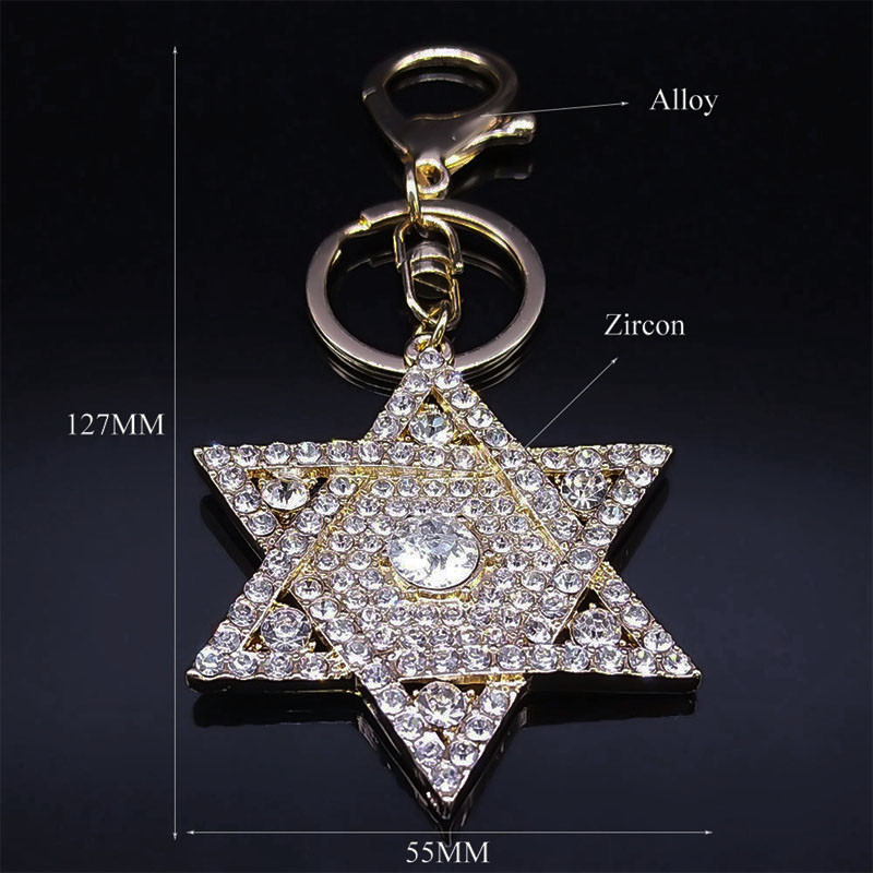 Breloc din cristal strălucitor de modă Breloc David Star Breloc din aliaj cu strass Breloc cu hexagramă Accesorii pentru geantă Bijuterii cadou