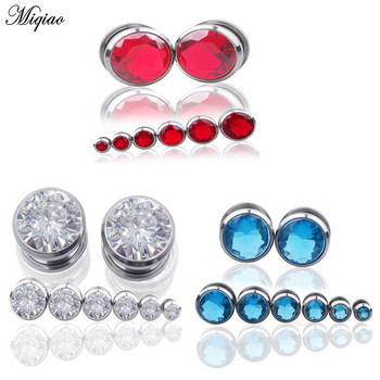 Miqiao 2 бр. Crystal Zircon Тунели за тапи за уши Винт за уши Fit Gem Ear Flesh Gauges Expander 6-16 mm Бижута за тяло за жени