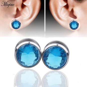 Miqiao 2 бр. Crystal Zircon Тунели за тапи за уши Винт за уши Fit Gem Ear Flesh Gauges Expander 6-16 mm Бижута за тяло за жени