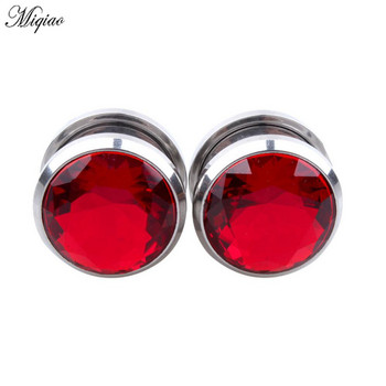 Miqiao 2 бр. Crystal Zircon Тунели за тапи за уши Винт за уши Fit Gem Ear Flesh Gauges Expander 6-16 mm Бижута за тяло за жени