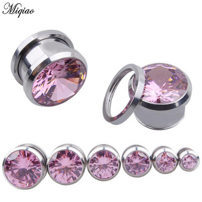 Miqiao 2 бр. Crystal Zircon Тунели за тапи за уши Винт за уши Fit Gem Ear Flesh Gauges Expander 6-16 mm Бижута за тяло за жени