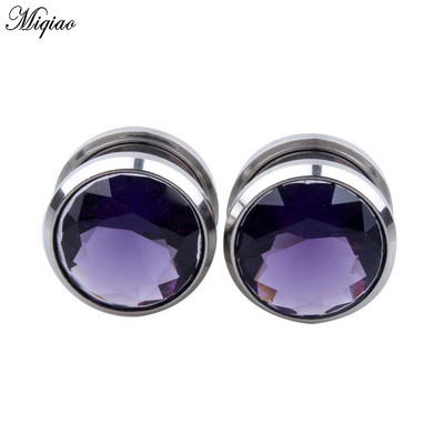 Miqiao 2 buc Cristal Zircon dopuri pentru urechi Tuneluri Surub pentru ureche Se potrivesc cu gemă ureche Calibre pentru carne Expander 6-16 mm Bijuterii pentru corp pentru femei