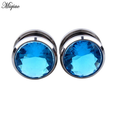 Miqiao 2 buc Cristal Zircon dopuri pentru urechi Tuneluri Surub pentru ureche Se potrivesc cu gemă ureche Calibre pentru carne Expander 6-16 mm Bijuterii pentru corp pentru femei