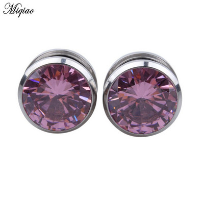 Miqiao 2 buc Cristal Zircon dopuri pentru urechi Tuneluri Surub pentru ureche Se potrivesc cu gemă ureche Calibre pentru carne Expander 6-16 mm Bijuterii pentru corp pentru femei