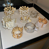 Kórejská móda INS Luxusná perleťová kamienková geometrická sponka do vlasov Vysoký cop vlasová sponka vlasové doplnky pre ženy