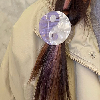 2022 Purple Series Acetate Semicircle Tai Chi Hair Clip Retro Yin Yang Claws for Women Αξεσουάρ κεφαλής μπάνιου