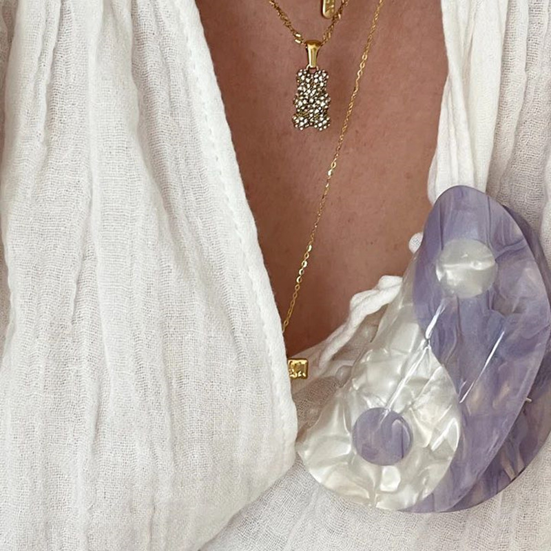 2022 Seria violet acetat semicerc tai chi cleme de păr retro Yin yang gheare pentru femei accesoriu de baie pentru păr