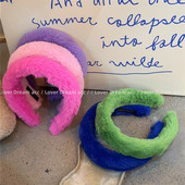 Moda coreeană, culoare bomboană, imitație de păr de iepure, bentiță pentru fată, dulci, bentiță lată, accesorii pentru păr pentru femei