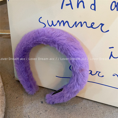 Moda coreeană, culoare bomboană, imitație de păr de iepure, bentiță pentru fată, dulci, bentiță lată, accesorii pentru păr pentru femei