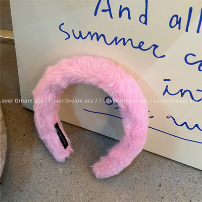 Moda coreeană, culoare bomboană, imitație de păr de iepure, bentiță pentru fată, dulci, bentiță lată, accesorii pentru păr pentru femei