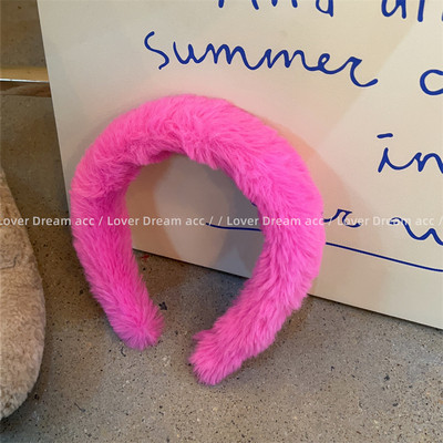 Moda coreeană, culoare bomboană, imitație de păr de iepure, bentiță pentru fată, dulci, bentiță lată, accesorii pentru păr pentru femei