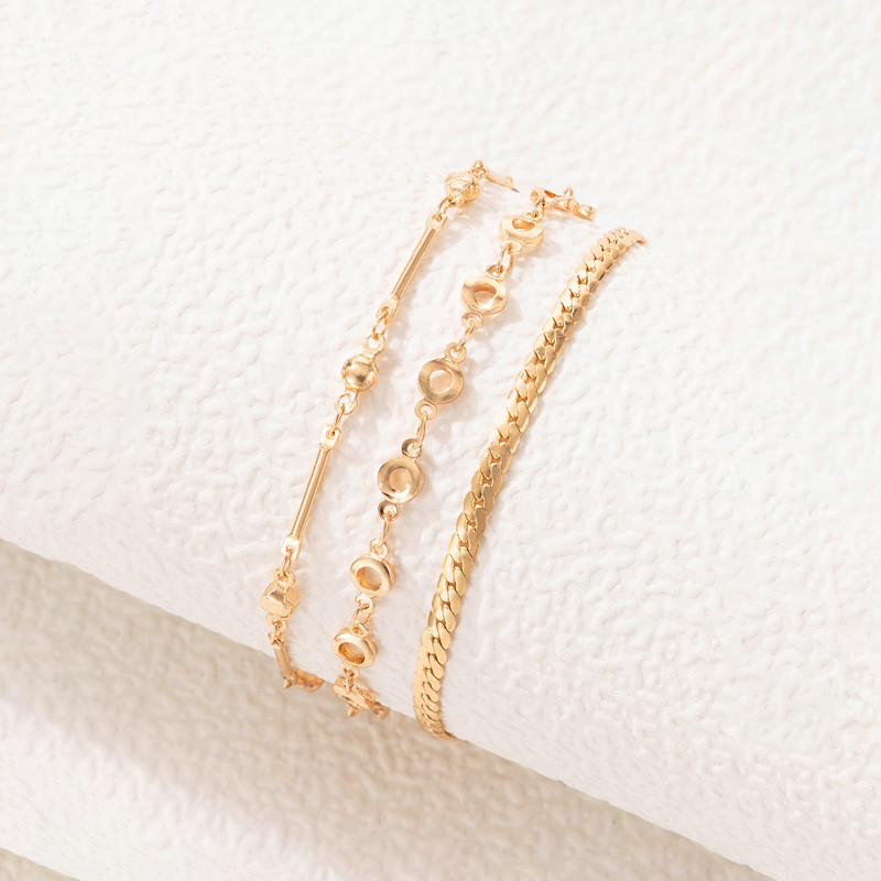 Tocona Punk Culoare Auriu Aliaj Metal Picior Lanț Charms Hollow Geoemtry Ajustabile Anklets Bijuterii Boeme Femei 3buc/seturi 21388