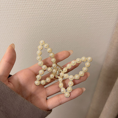 2022 модна черно-бяла шахматна пеперуда щипка за коса за жени щипка за захващане на гърба на главата Геометрична щипка за коса Аксесоари за коса