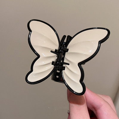 2022 модна черно-бяла шахматна пеперуда щипка за коса за жени щипка за захващане на гърба на главата Геометрична щипка за коса Аксесоари за коса