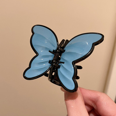 2022 модна черно-бяла шахматна пеперуда щипка за коса за жени щипка за захващане на гърба на главата Геометрична щипка за коса Аксесоари за коса