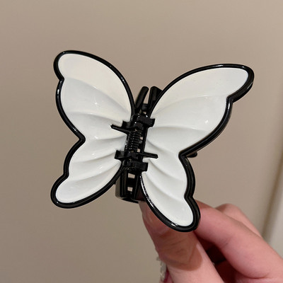2022 модна черно-бяла шахматна пеперуда щипка за коса за жени щипка за захващане на гърба на главата Геометрична щипка за коса Аксесоари за коса