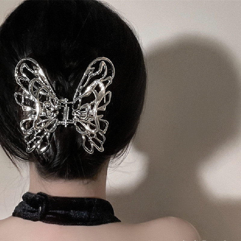 2022 модна черно-бяла шахматна пеперуда щипка за коса за жени щипка за захващане на гърба на главата Геометрична щипка за коса Аксесоари за коса