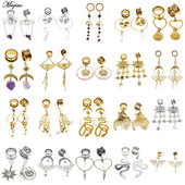 Miqiao 1 pereche de dopuri de urechi din oțel inoxidabil, șarpe de lună, dispozitive de expansiune pentru urechi, bijuterii pentru corp, tuneluri pentru urechi, targi pentru femei și bărbați