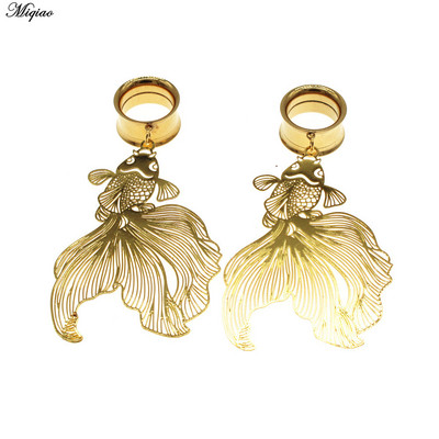 Miqiao 1 pereche de dopuri de urechi din oțel inoxidabil, șarpe de lună, dispozitive de expansiune pentru urechi, bijuterii pentru corp, tuneluri pentru urechi, targi pentru femei și bărbați