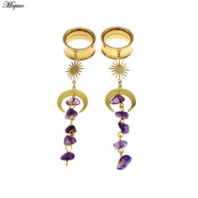 Miqiao 1 pereche de dopuri de urechi din oțel inoxidabil, șarpe de lună, dispozitive de expansiune pentru urechi, bijuterii pentru corp, tuneluri pentru urechi, targi pentru femei și bărbați