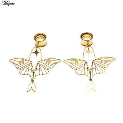 Miqiao 1 pereche de dopuri de urechi din oțel inoxidabil, șarpe de lună, dispozitive de expansiune pentru urechi, bijuterii pentru corp, tuneluri pentru urechi, targi pentru femei și bărbați