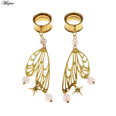 Miqiao 1 pereche de dopuri de urechi din oțel inoxidabil, șarpe de lună, dispozitive de expansiune pentru urechi, bijuterii pentru corp, tuneluri pentru urechi, targi pentru femei și bărbați