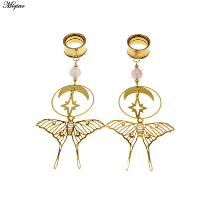 Miqiao 1 pereche de dopuri de urechi din oțel inoxidabil, șarpe de lună, dispozitive de expansiune pentru urechi, bijuterii pentru corp, tuneluri pentru urechi, targi pentru femei și bărbați