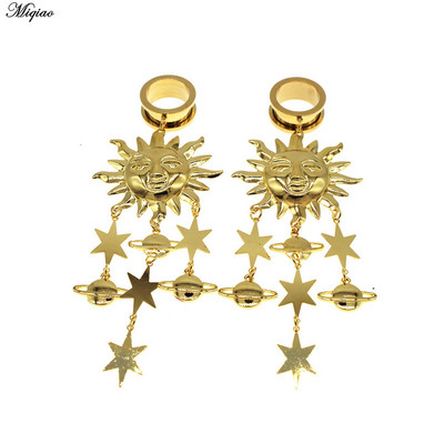 Miqiao 1 pereche de dopuri de urechi din oțel inoxidabil, șarpe de lună, dispozitive de expansiune pentru urechi, bijuterii pentru corp, tuneluri pentru urechi, targi pentru femei și bărbați