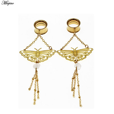 Miqiao 1 pereche de dopuri de urechi din oțel inoxidabil, șarpe de lună, dispozitive de expansiune pentru urechi, bijuterii pentru corp, tuneluri pentru urechi, targi pentru femei și bărbați